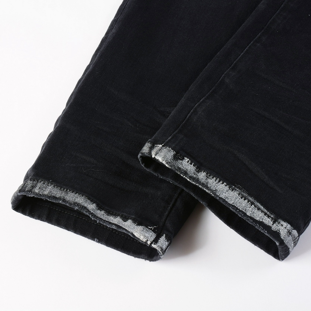Monogram Patch Ripped Jeans