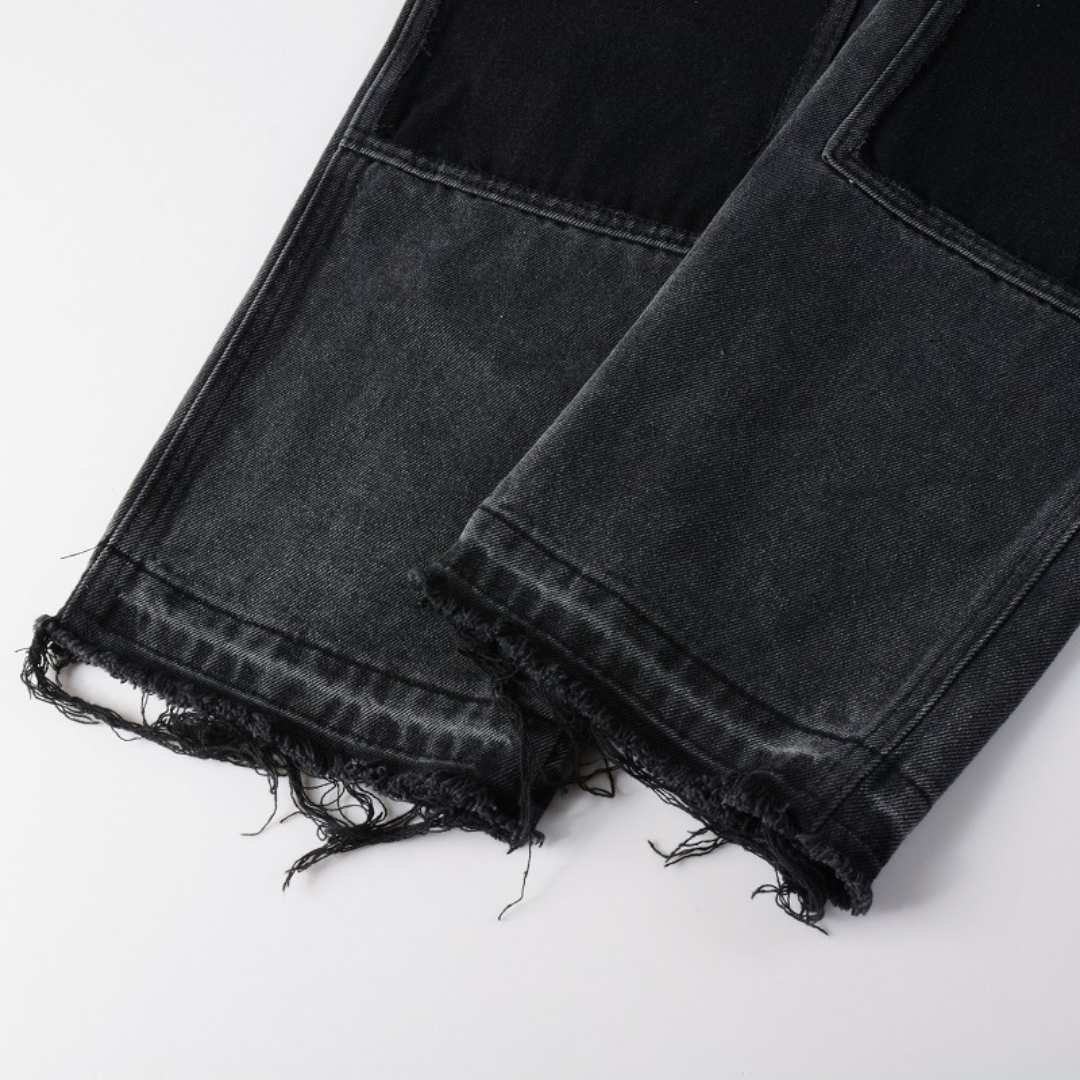 Black Patch Flared Jeans