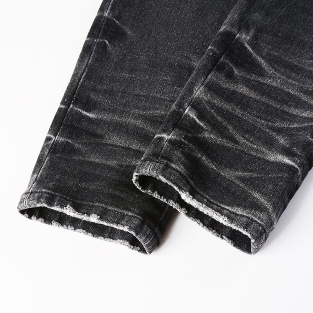 Staggered Logo Black Jeans