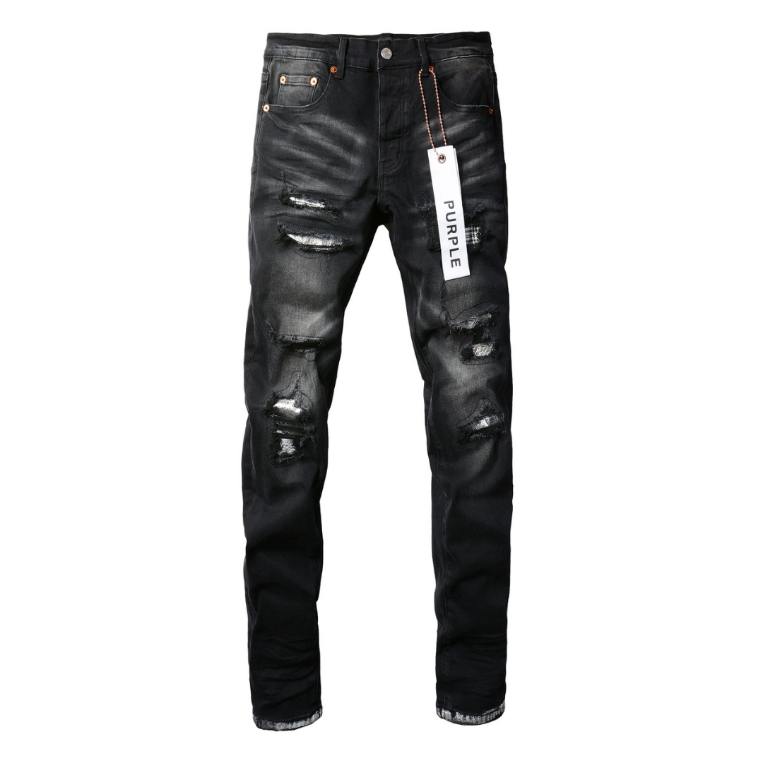 Monogram Patch Ripped Jeans