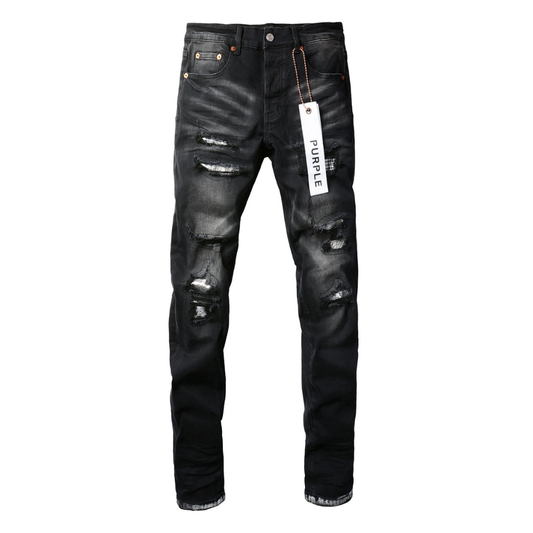 Monogram Patch Ripped Jeans