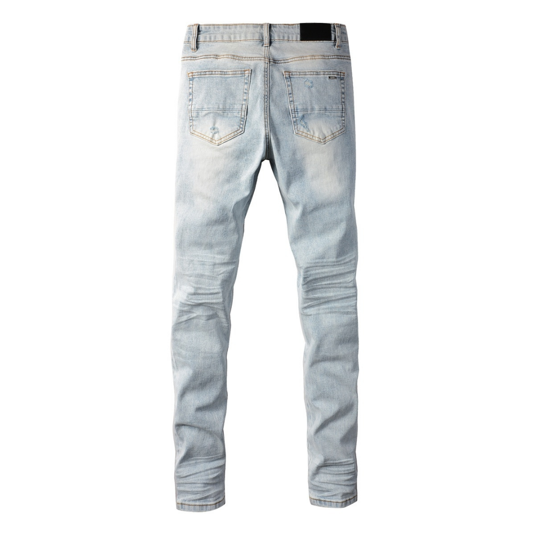 Blue Patch Distressed Jeans
