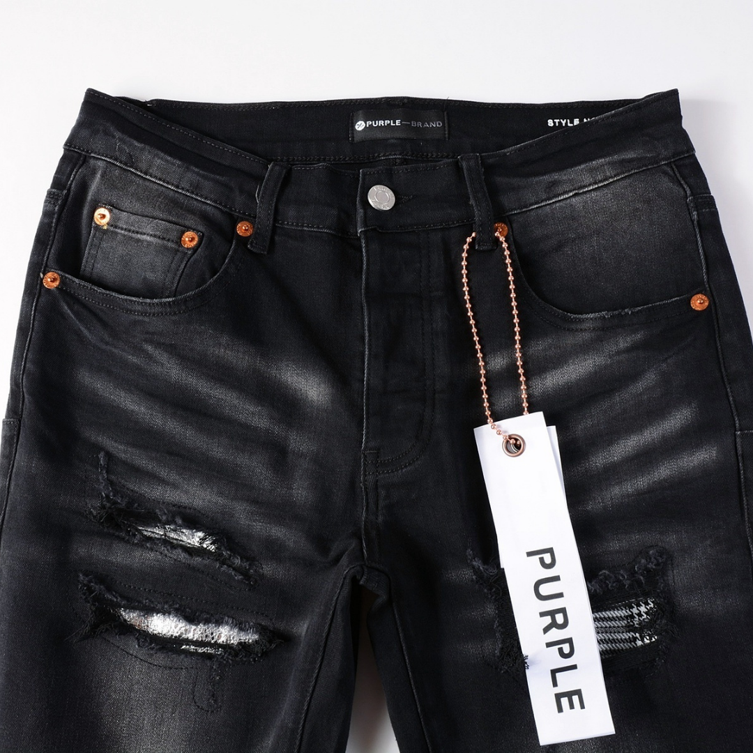 Monogram Patch Ripped Jeans