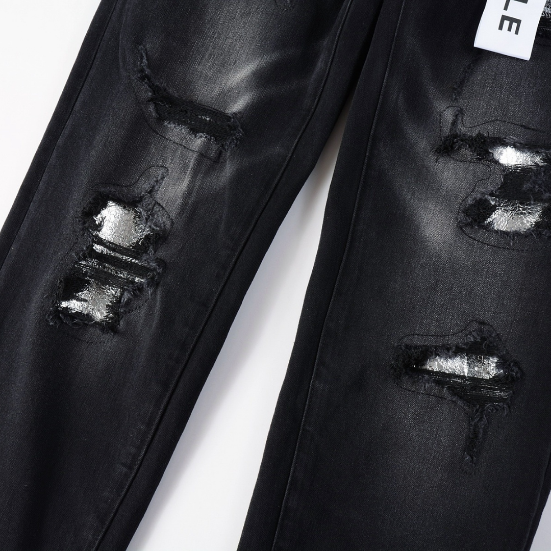 Monogram Patch Ripped Jeans