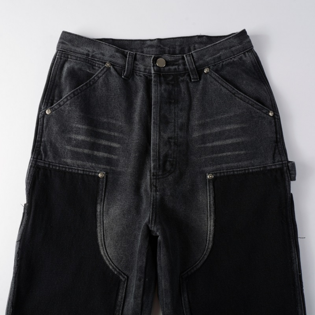 Black Patch Flared Jeans