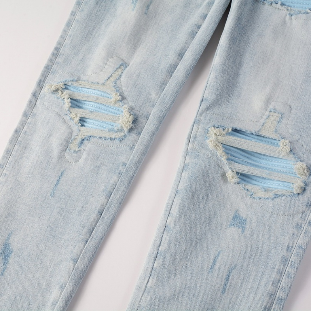 Blue Patch Distressed Jeans