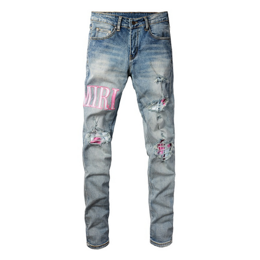 Logo Distressed Jeans