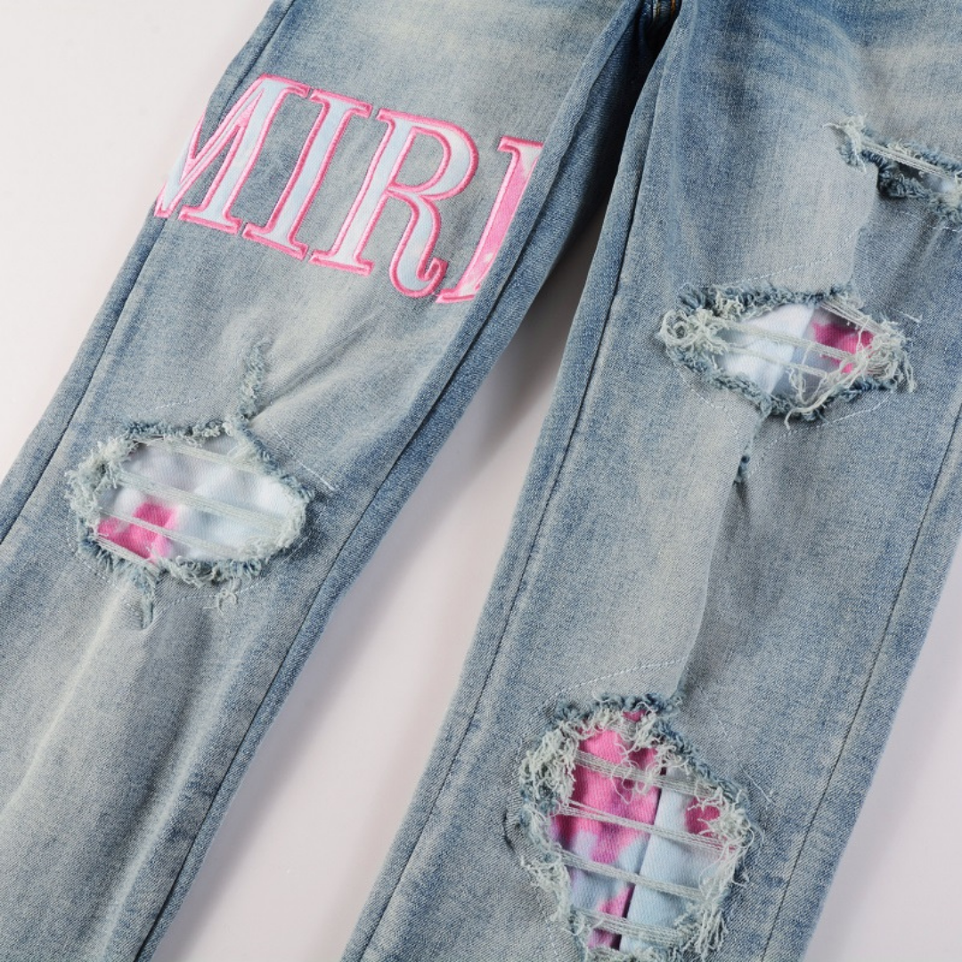 Logo Distressed Jeans
