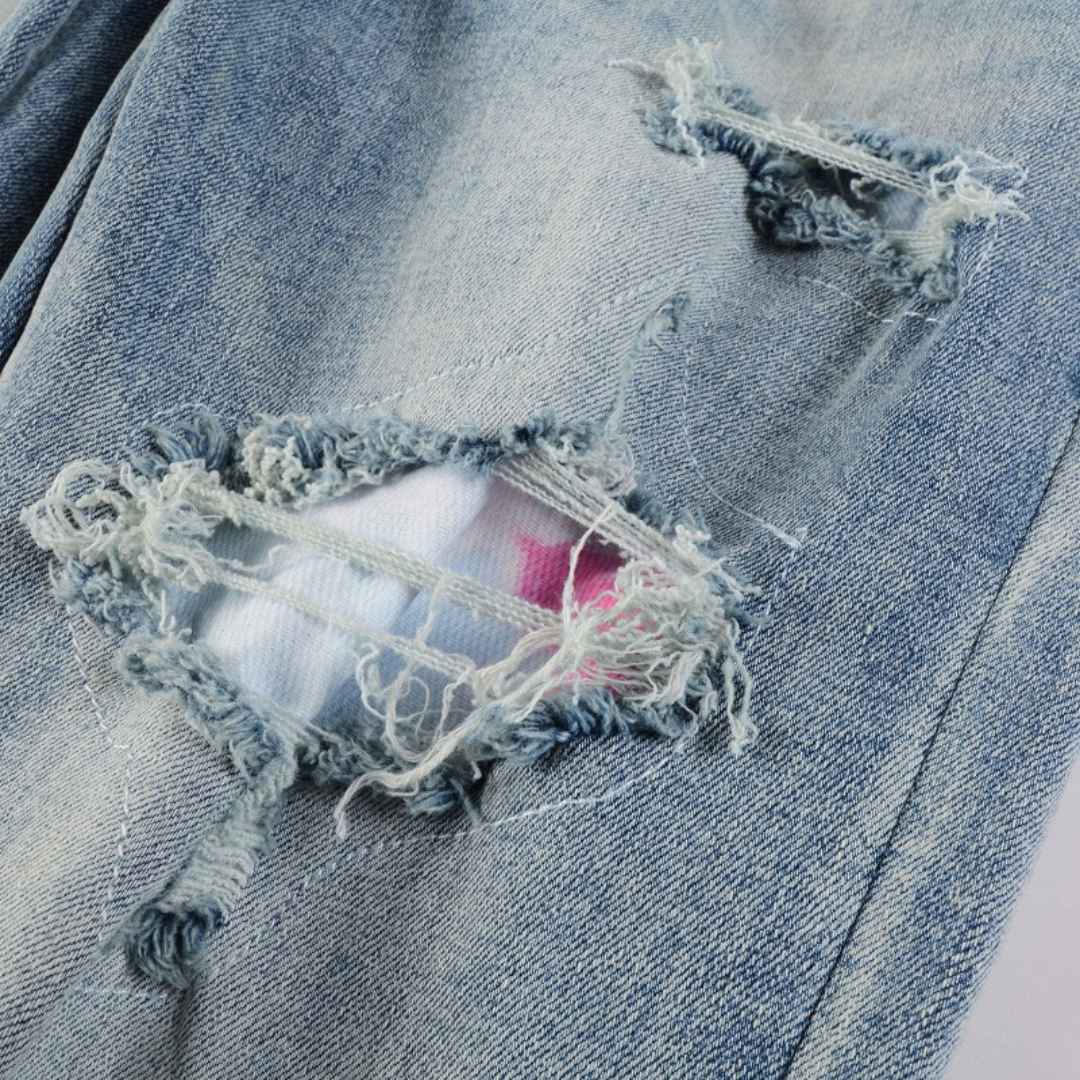 Logo Distressed Jeans