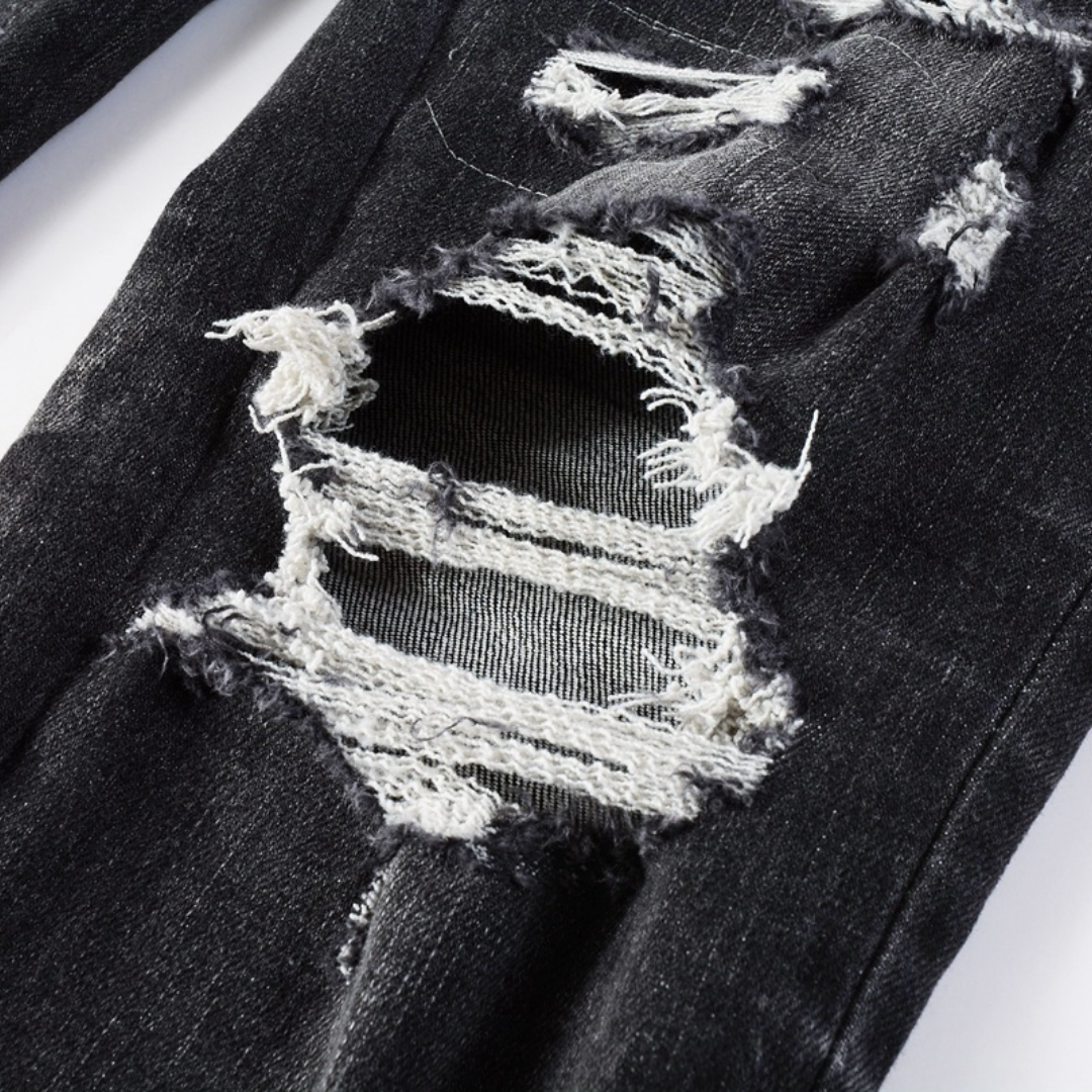 Staggered Logo Black Jeans