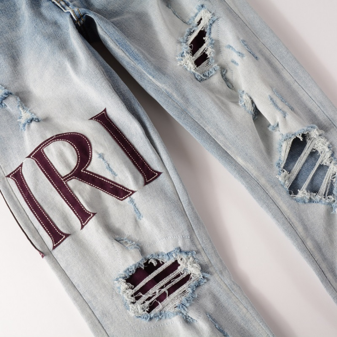 Logo Distressed Jeans